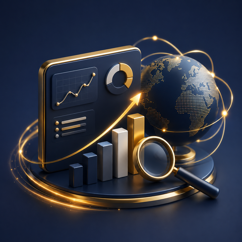 3D global visibility, search and reputation growth visual